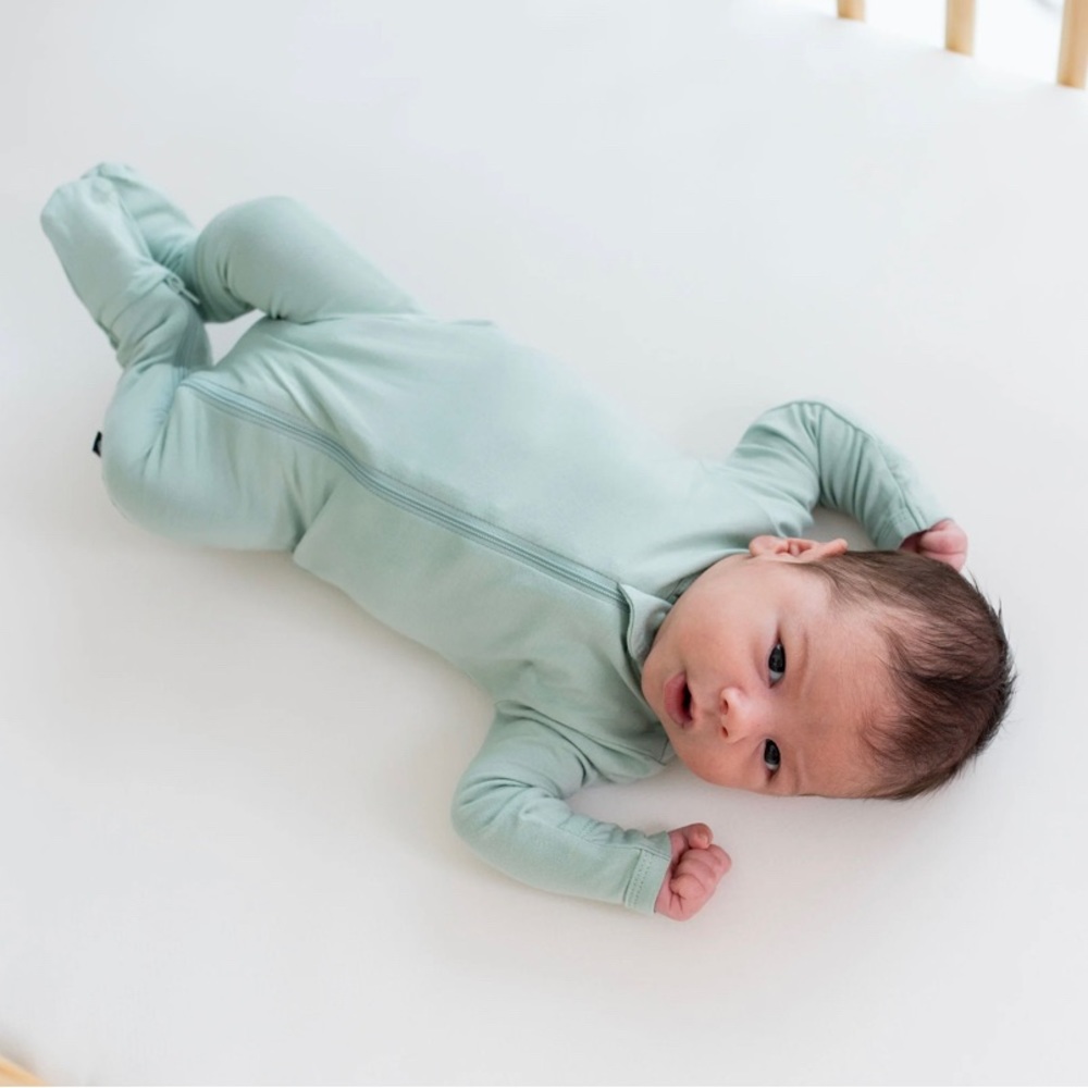 Kyte Zippered Footie in Sage, Size: 0-3 months